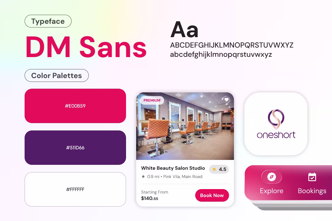 Oneshort Style Guide — Colour Palette, Typography, and UI Component System