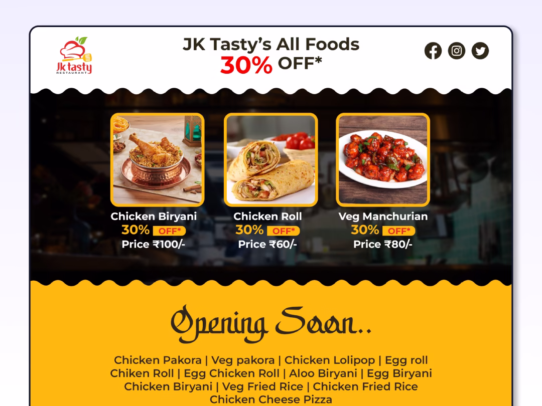Restaurant Social Media Post Design