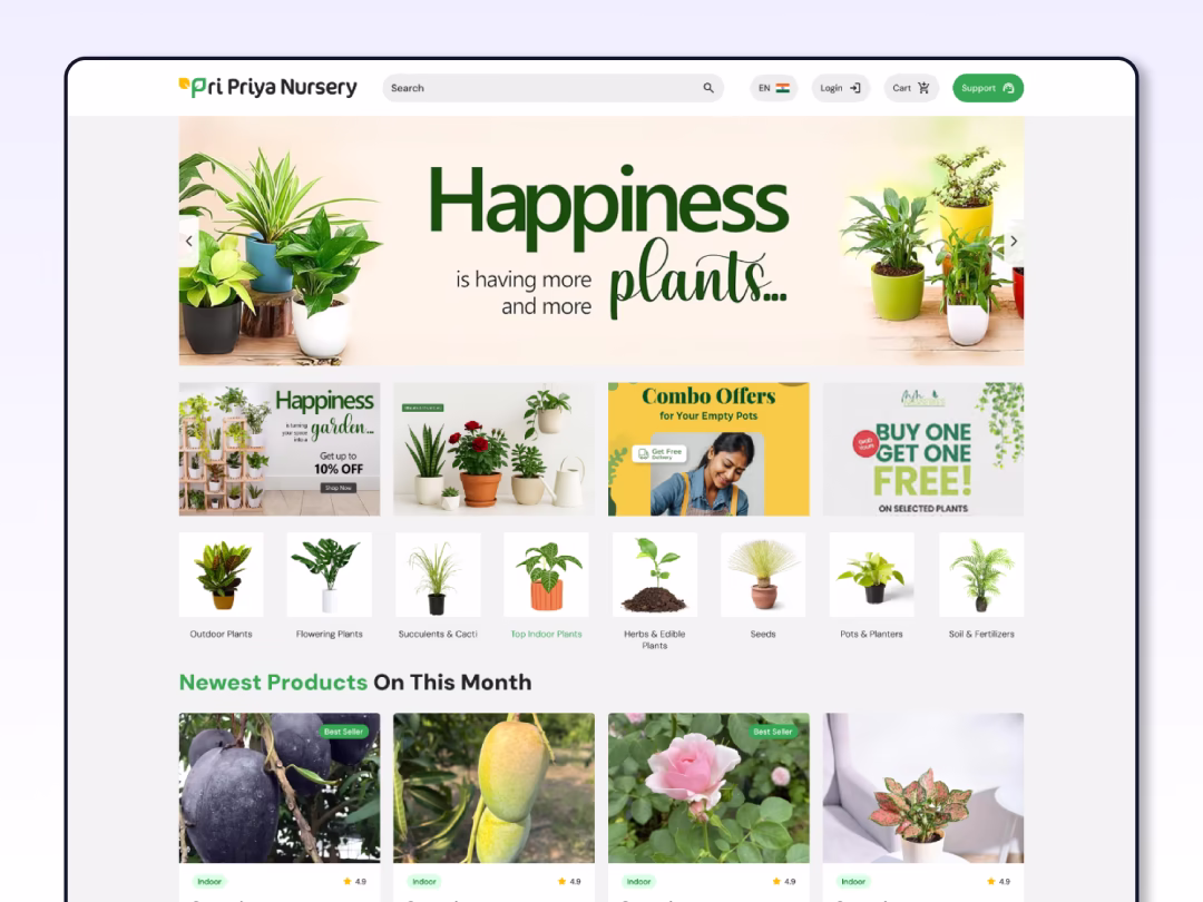 Nursery Plant E-commerce Website UI UX Design