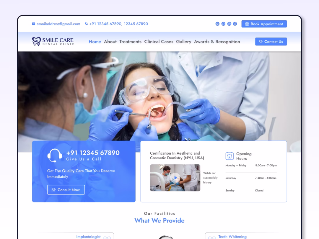 Web Design for Modern Dental Clinic