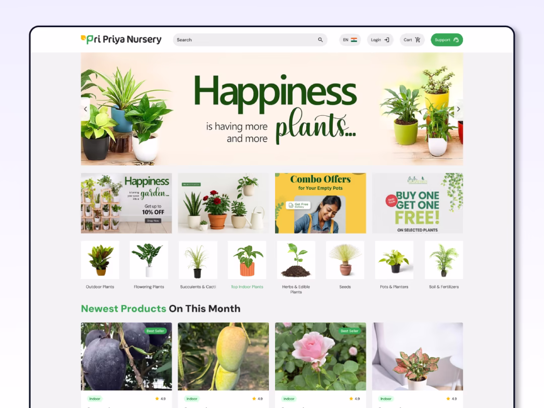 E-commerce Website Design for Nursery Plants